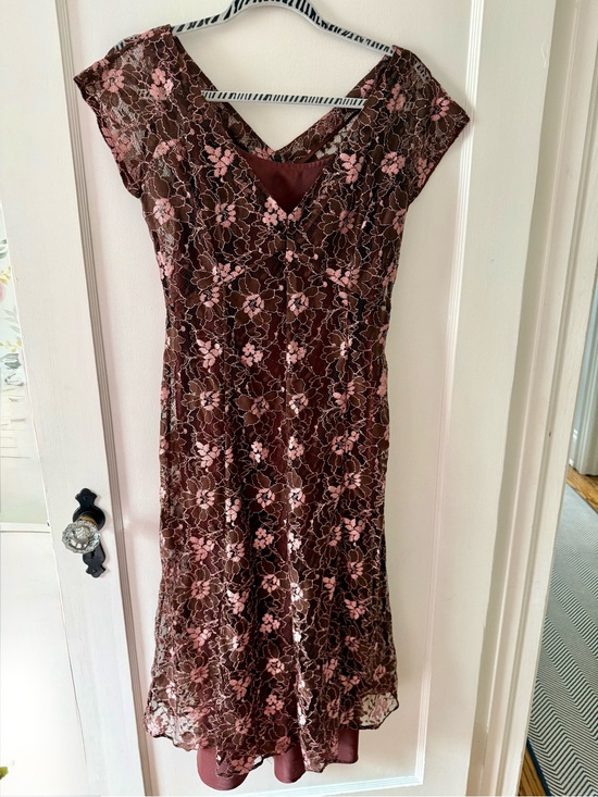 Jill Anderson Dresses & Skirts - Vintage Jill Anderson NYC 2-Piece Lace Floral Dress Set Pink Brown Whimsygoth S